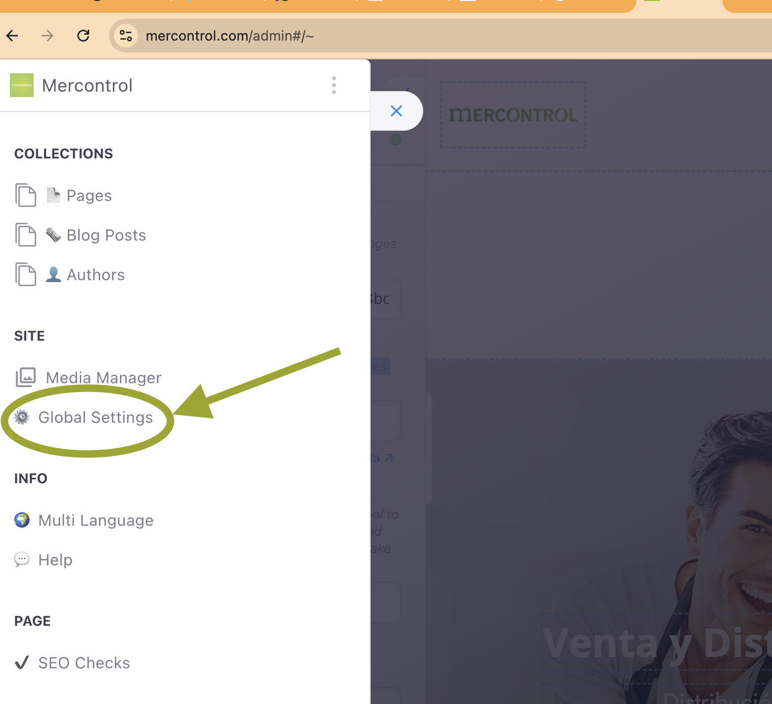 The Global Settings option